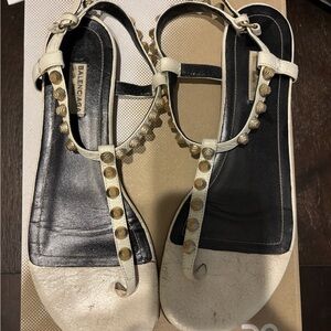 Balenciaga Women's White and Gold Arena Sandals Size 41